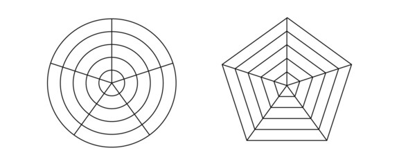 Pentagonal and round grid diagram - obrazy, fototapety, plakaty