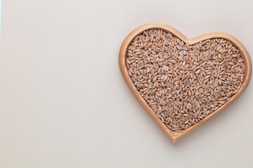 Wheat grain in a heart shape.