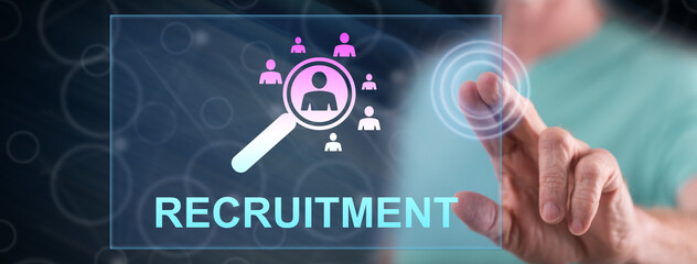 Man touching a recruitment concept