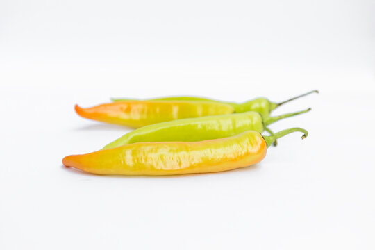 Fresh chili isolate on white background, organic vegetable, hot green chili © sirirak