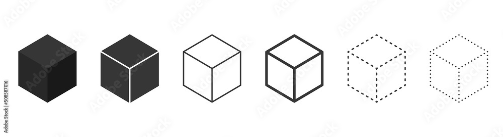Aufkleber set of cube isolated icons. set of 3d cube symbols on white background for web and app design. vecto
