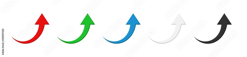 Poster arrow up icons set. color curved arrow symbols. flat simple collection of arrows isolated on white b