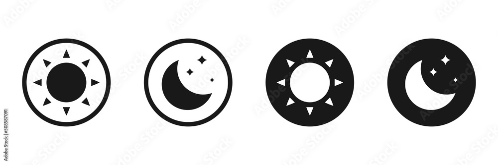 Poster light and dark mode buttons vector icons set. element for mobile app ui design or website. light and