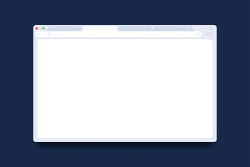 Web browser mockup modern design. Computer web page in light color on a dark background. Internet browser template. Vector illustration.