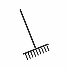 Isolated Rake Outline Symbol On Clean Background.Harrow Element In Trendy Style