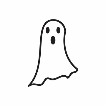 Isolated ghost icon on a White Background. Ghost icon, Emotion Variation. Simple flat style design elements. Creepy horror images.