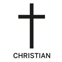 Christian cross icon. World religion symbols. Isolated vector illustration.