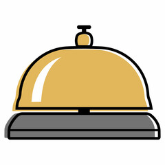 Hotel desk bell, service bell, bell icon at the reception. Flat vector illustration.