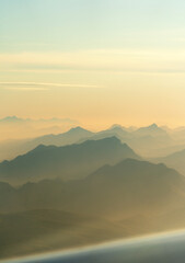 misty mountain horizons from the air