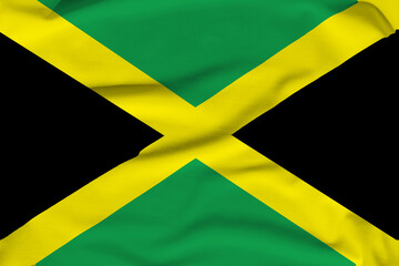 Jamaica national flag, folds and hard shadows on the canvas