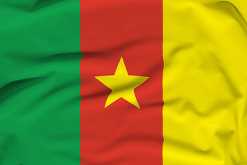 Obraz premium Cameroon national flag, folds and hard shadows on the canvas