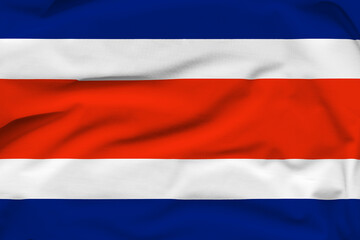 Costa Rica national flag, folds and hard shadows on the canvas