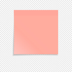 Orange sticky note isolated on a transparent background