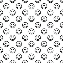 Seamless happy emoji pattern. White abstract background