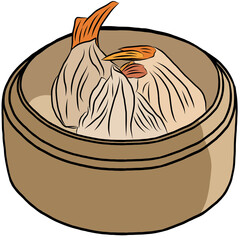 Dim Sum,Chinese Steamed Dumpling,Shumai,healthy food,creative with illustration in flat design.