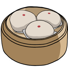 Dim Sum,steamed stuffed bun,healthy food,creative with illustration in flat design.
