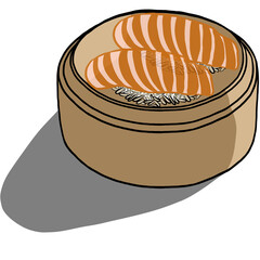 Dim Sum,Sushi,healthy food,creative with illustration in flat design.