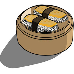 Dim Sum,Sushi,healthy food,creative with illustration in flat design.