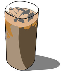 Coffee,Green tea with chewy tapioca balls,Pearl Milk Tea and Colorful Beverage.Healthy drink in mug or cup,creative with illustration in flat design.