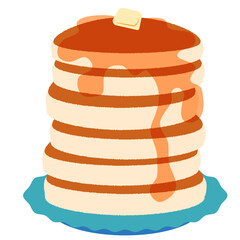 積み重なったバターパンケーキイラスト