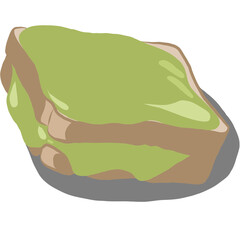 Hand drawn,Bread with Pandan Custard,creative with illustration in flat design.