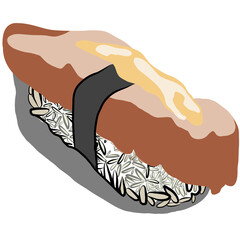 Sushi,healthy food,creative with illustration in flat design.