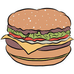 Hamburger,creative with illustration in flat design.