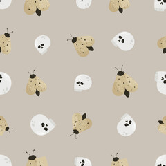 Seamless pattern with moth and skull, Halloween design