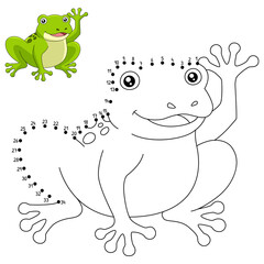 Dot to Dot Frog Coloring Page for Kids