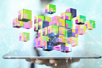 Big data and artificial intelligence concept. Machine learning and cyber mind domination