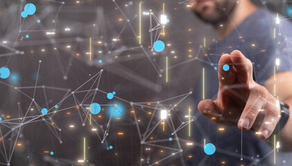 Concept of Network, internet communication. 3d illustration