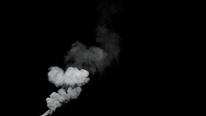 grey pollution smoke emission from masut power plant on black, isolated - industrial 3D rendering