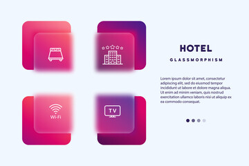 Hotel icon set. Hotel service. Bed, wifi, TV icons. Vector line icon for Business and Advertising