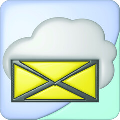3d mail notification one new email message in the inbox concept isolated on blue background with shadow 3D rendering