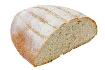 Half of white bread isolated on white background.