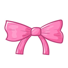 Baby girlish pink bow, vector isolated doodle illustration.