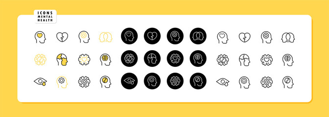 Mental health icon. Split personality. Cardology. Vector line icon for Business and Advertising