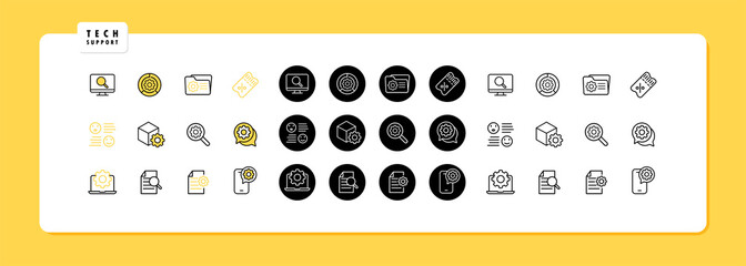 Tech support icon set. Customer support service. Professional fixing. Vector line icon for Business and Advertising