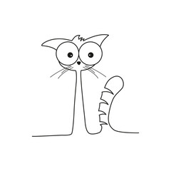 Draw vector illustration character cute cat. Doodle cartoon style. Vector sketch illustration.