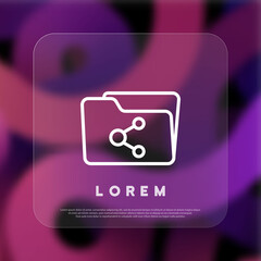 Folder icon. Transfer file. Data exchange. Transmission of documents. Glassmorphism style. Vector line icon for Business and Advertising