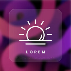 Sun icon. Sunny day. Weather concept. Glassmorphism style. Vector line icon for Business and Advertising