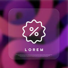 Discount icon. Percent sign. Sale, promotion. Glassmorphism style. Vector line icon for Business and Advertising