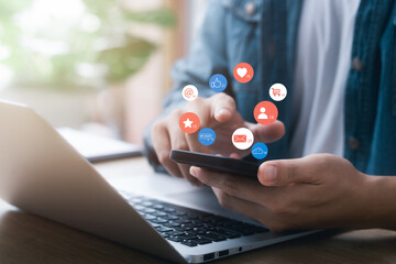 businessmen Are working on smartphones to use the search engine optimization tool. To find...