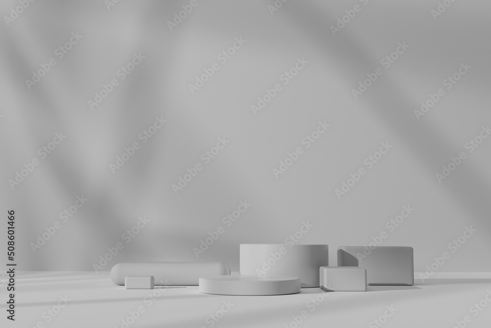 Poster empty white background on 3d rendering with geometry shape