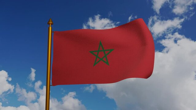 National flag of Morocco waving 3D Render