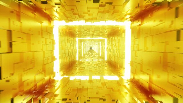 Long gold corridor intro tunnel big hall open door