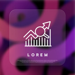 Business infographic icon. Financial growth. Business concept. Glassmorphism style. Vector line icon for Business and Advertising