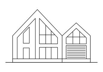 Modern house outline icon. Vector illustration of building, cottage, villa, townhouse, hotel, apartment or building.