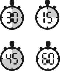 Simple quarter minutes 30,15,45,60 timer clock icon vector illustration