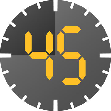 Simple 45 minutes timer clock icon 